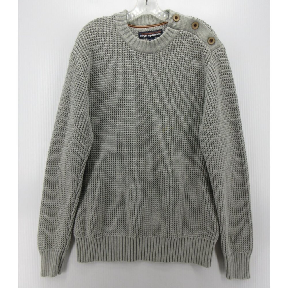 Reyn Spooner Sweater XL (Large) Pullover Chunky Knit Shoulder Buttons *